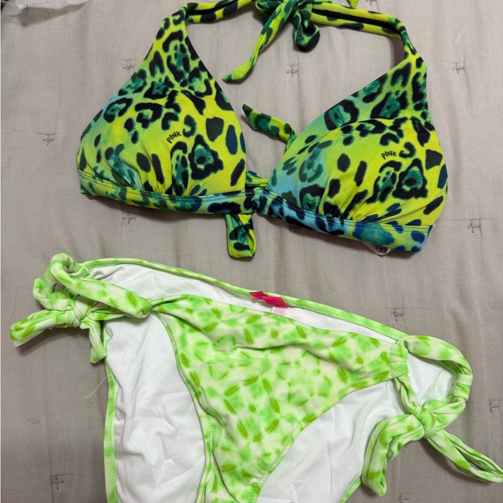 PINK Victoria's Secret Lime and Teal bikini